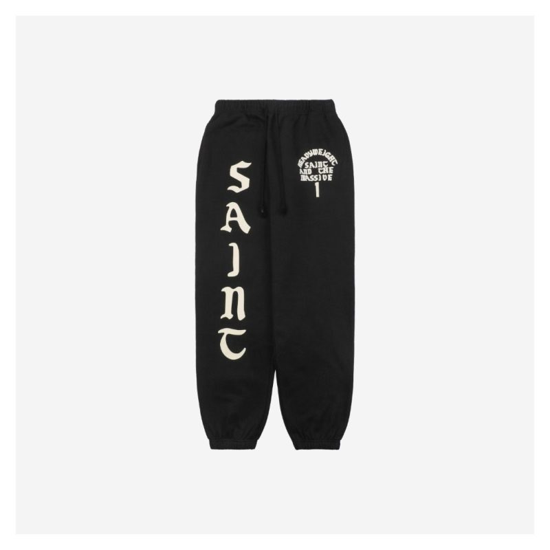 Saint Michael Flocked White Letter Print Pants