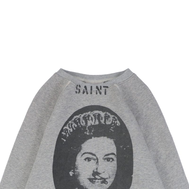 Saint Michael Queen Elizabeth Distressed Print Crewneck Sweatshirt - Image 3