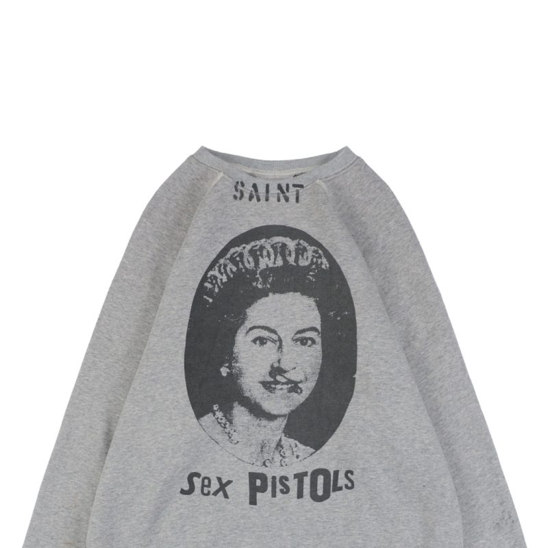 Saint Michael Queen Elizabeth Distressed Print Crewneck Sweatshirt - Image 2