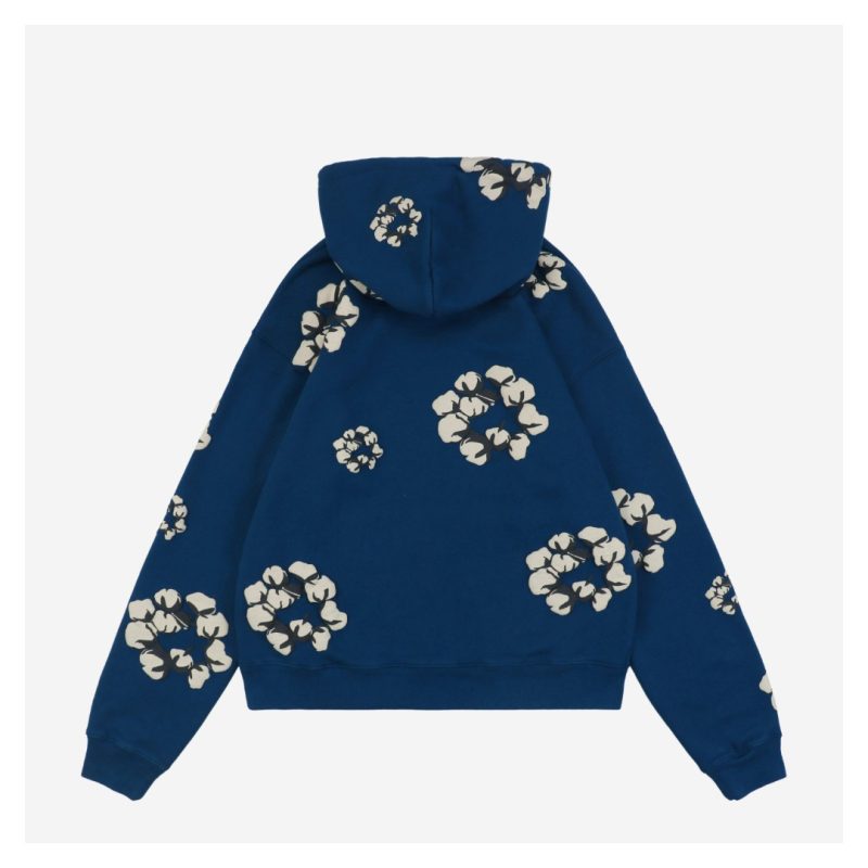 Denim Tears x CPFM Cotton Puff Print Hoodie Dark Blue - Image 4