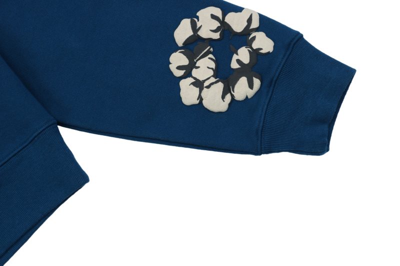 Denim Tears x CPFM Cotton Puff Print Hoodie Dark Blue - Image 5