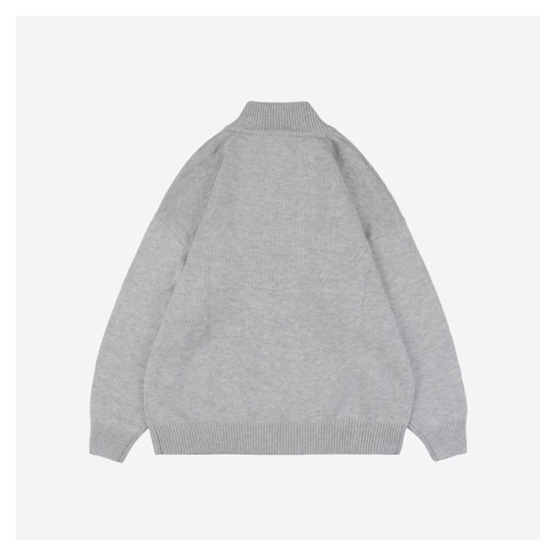 Carhartt Lettering Half-Zip Sweater Grey - Image 4