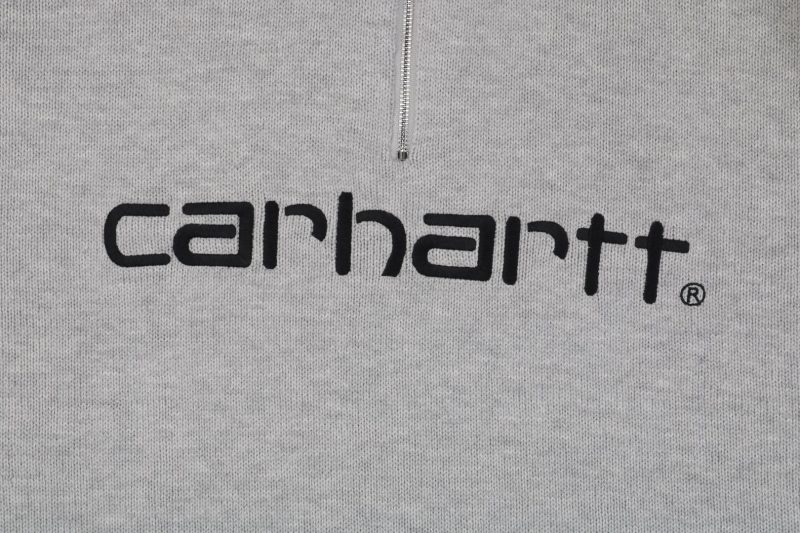 Carhartt Lettering Half-Zip Sweater Grey - Image 5