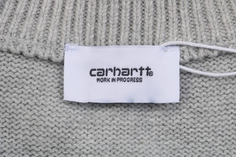 Carhartt Lettering Half-Zip Sweater Grey - Image 8