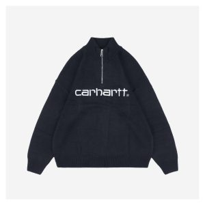 Carhartt Lettering Half-Zip Sweater Black