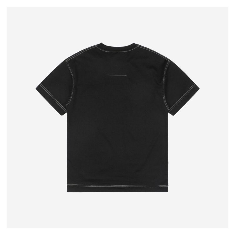 Givenchy Contrast Stitch Leather Embroidery Short-Sleeve Shirt Black - Image 4