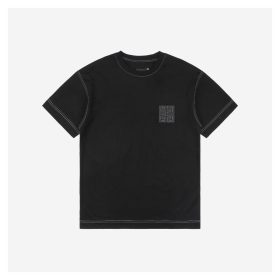 Givenchy Contrast Stitch Leather Embroidery Short-Sleeve Shirt Black