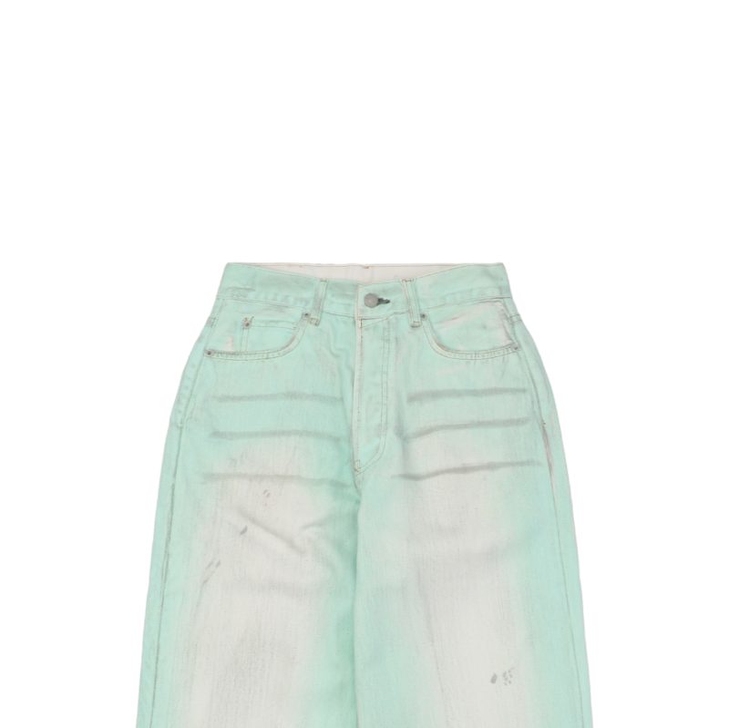 Acne Studios 1981M Fluorescent Mint Green Denim Jeans - Image 2