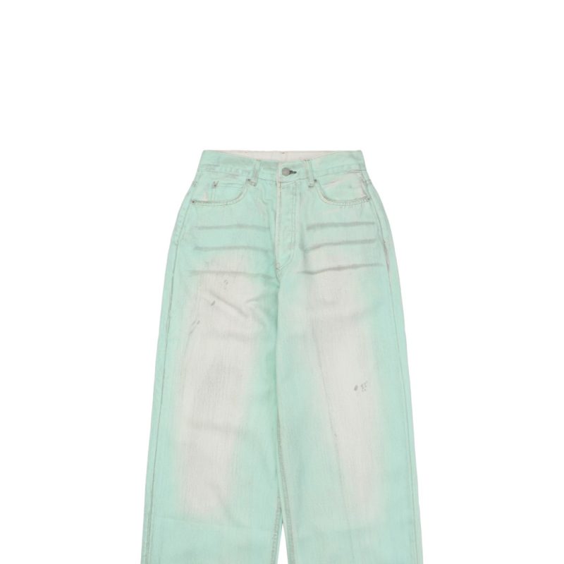 Acne Studios 1981M Fluorescent Mint Green Denim Jeans - Image 3