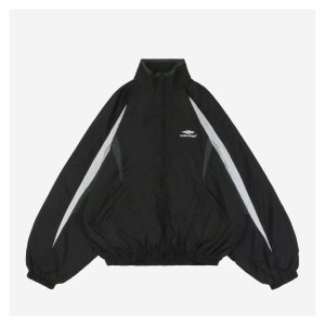 Balenciaga Black, Green, and White Colorblock Jacket