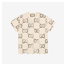 Gucci Gradient Double-G Print Short-Sleeve T-Shirt Beige