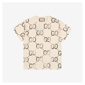 Gucci Gradient Double-G Print Short-Sleeve T-Shirt Beige