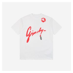 Givenchy Graffiti Lipstick Letter Print Short-Sleeve T-Shirt White