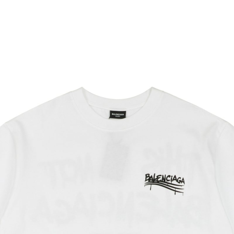 Balenciaga Double-B Graffiti Letter Print Short-Sleeve T-Shirt - Image 4