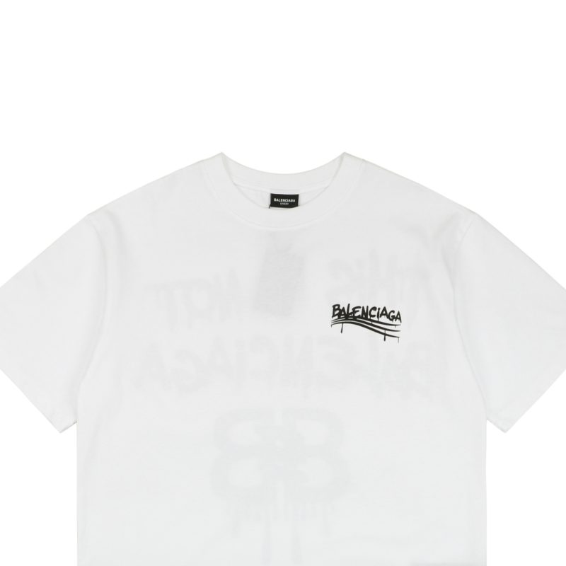 Balenciaga Double-B Graffiti Letter Print Short-Sleeve T-Shirt - Image 3