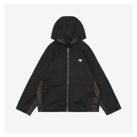 PD Triangle Logo Patchwork Zip-Up Hooded Jacket