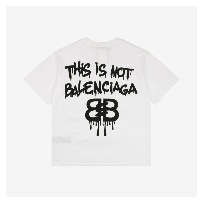 Balenciaga Double-B Graffiti Letter Print Short-Sleeve T-Shirt - Image 2