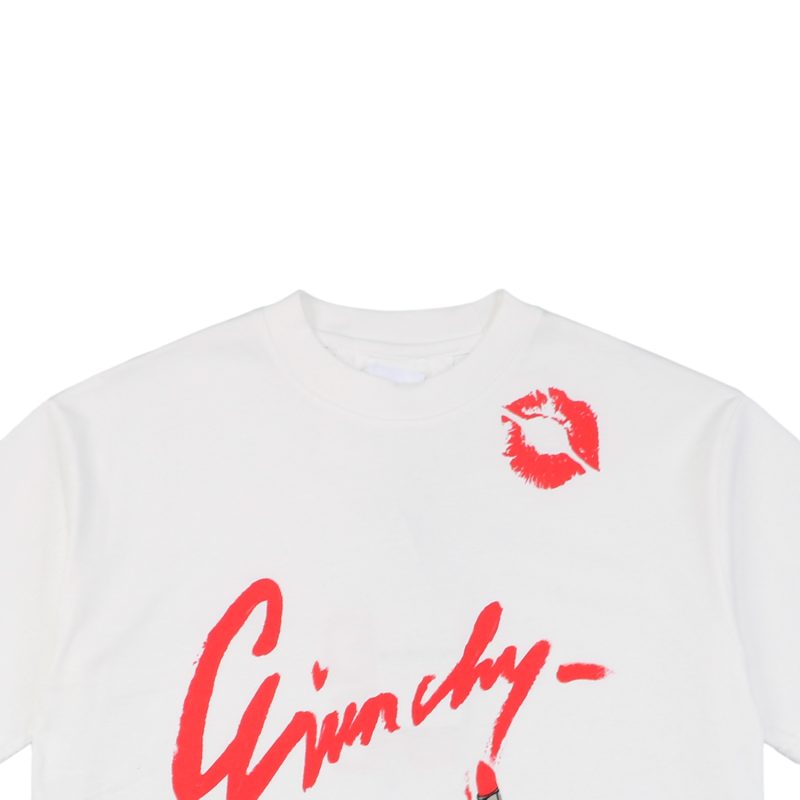 Givenchy Graffiti Lipstick Letter Print Short-Sleeve T-Shirt White - Image 3