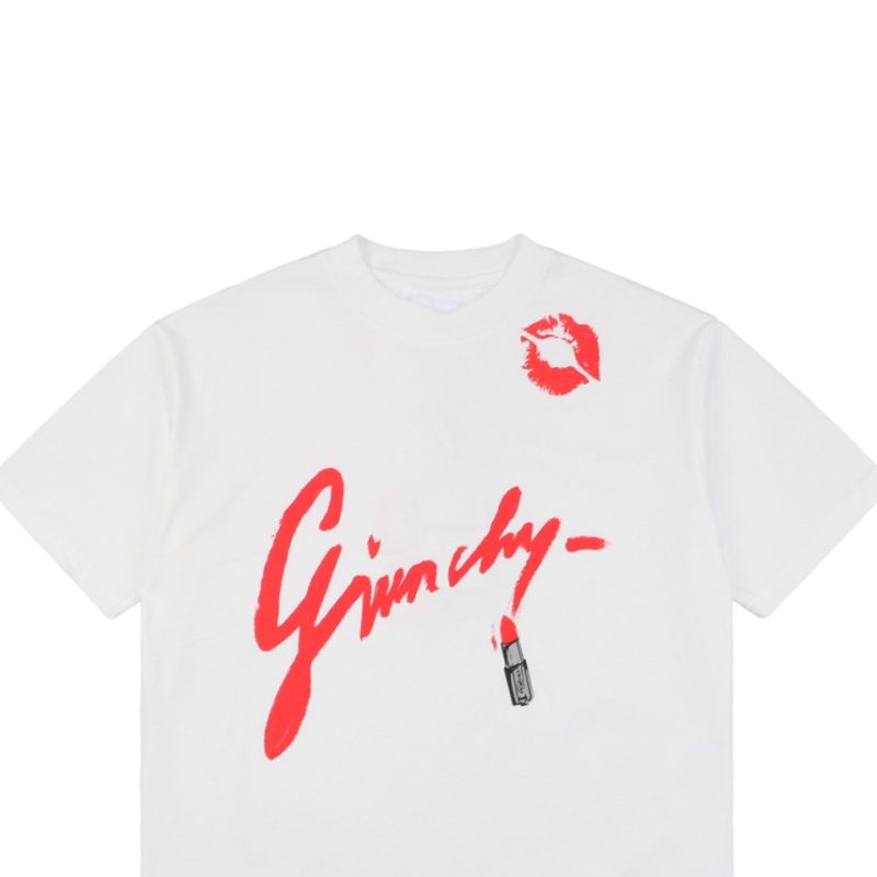 Givenchy Graffiti Lipstick Letter Print Short-Sleeve T-Shirt White - Image 4