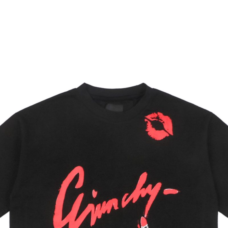 Givenchy Graffiti Lipstick Letter Print Short-Sleeve T-Shirt Black - Image 4