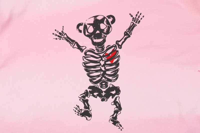 We11done Skeleton Raised Hands Bear Print Long-Sleeve Shirt Pink - Image 6