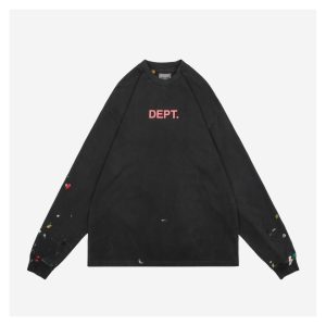 Gallery Dept Pink Letter Graffiti Painted Print Long Sleeve Shirt