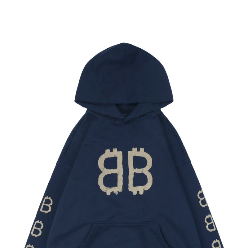 Balenciaga Double-B Mud-Dyed Distressed Print Hoodie - Image 3