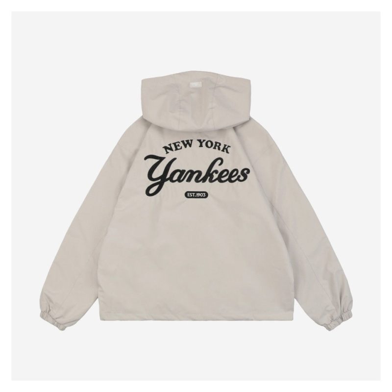 MLB NY Signature Lettering Back Print Hooded Jacket White - Image 4