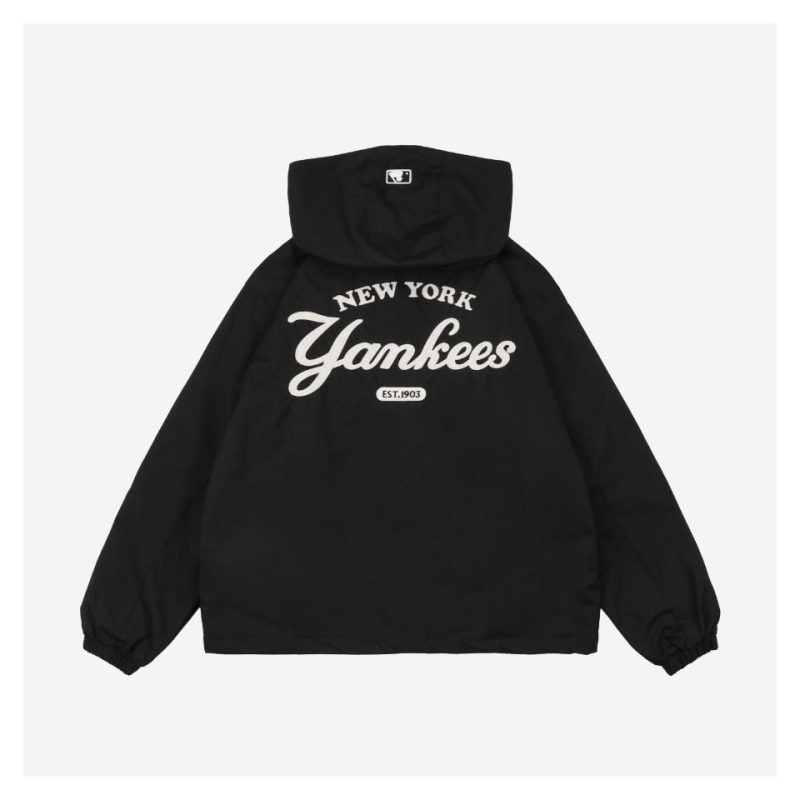 MLB NY Signature Lettering Back Print Hooded Jacket Black - Image 4