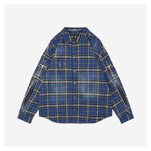 Thug Club Sword Embroidery Plaid Shirt Jacket