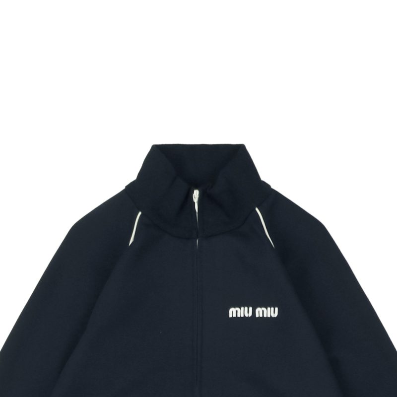 Miu Miu Small Logo Embroidery Piped Jacket - Image 4