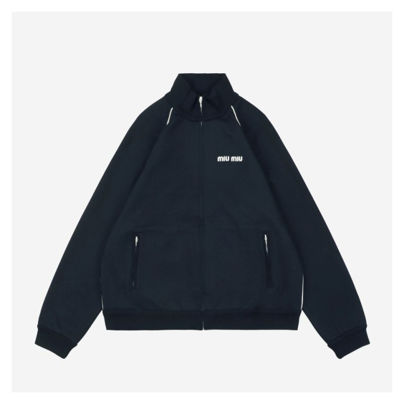 Miu Miu Small Logo Embroidery Piped Jacket