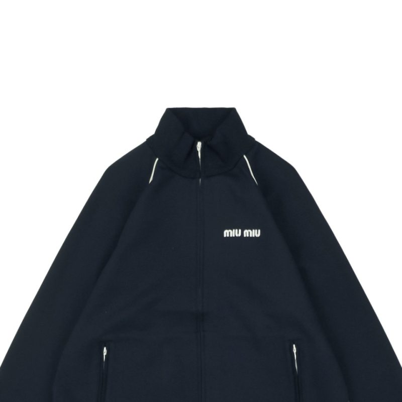 Miu Miu Small Logo Embroidery Piped Jacket - Image 5