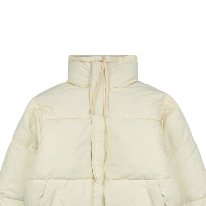 Essentials Double-Stitch Stand Collar Puffer Jacket White - Image 2