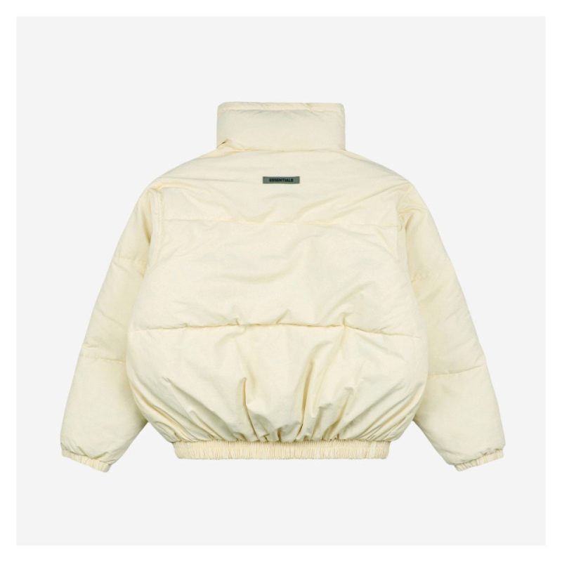 Essentials Double-Stitch Stand Collar Puffer Jacket White - Image 4