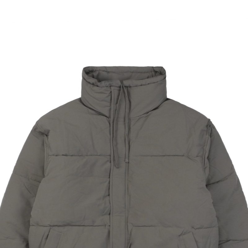 Essentials Double-Stitch Stand Collar Puffer Jacket Grey - Image 2