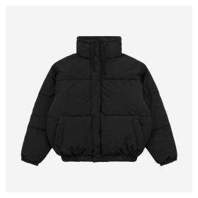 Essentials Double-Stitch Stand Collar Puffer Jacket Black