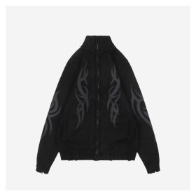 Balenciaga Flame Totem Distressed Destroyed Cardigan Jacket