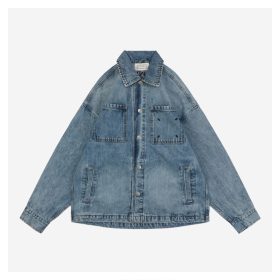 Maison Margiela Four-Stitch Detail Inverted Lettering Denim Jacket