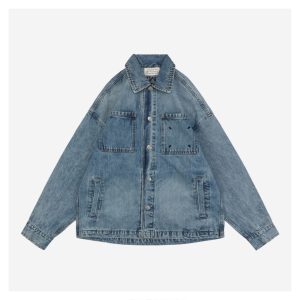 Maison Margiela Four-Stitch Detail Inverted Lettering Denim Jacket