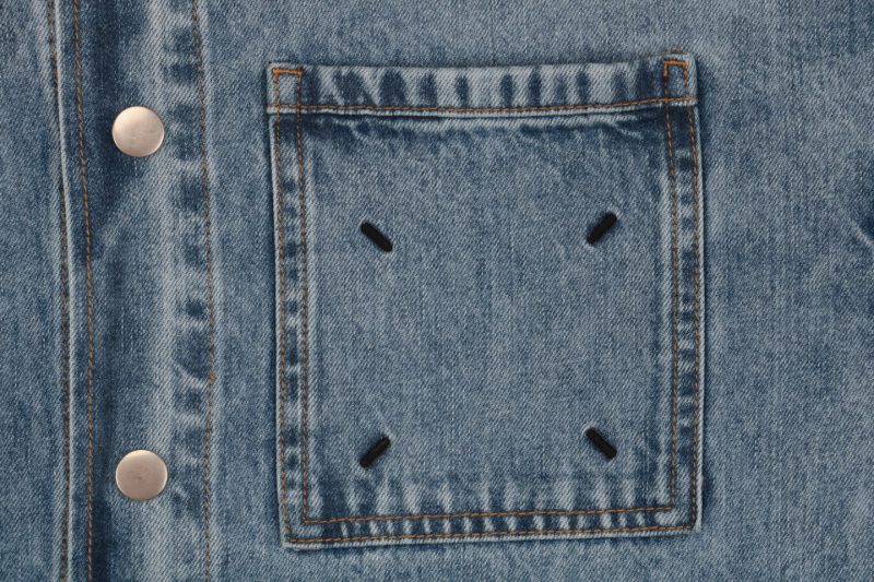 Maison Margiela Four-Stitch Detail Inverted Lettering Denim Jacket - Image 6