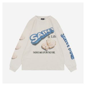 Saint Michael Cookie Letter Print Long-Sleeve Shirt