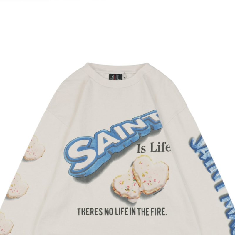 Saint Michael Cookie Letter Print Long-Sleeve Shirt - Image 3