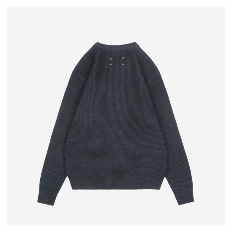 Maison Margiela Back Four-Stitch Detail Plain Crew Neck Sweater - Image 4