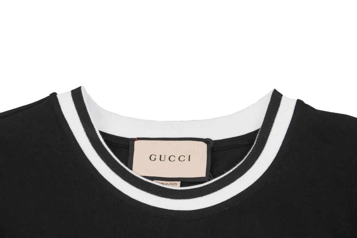G 1921 Letter Contrast Collar T-Shirt (Black/White/Blue)