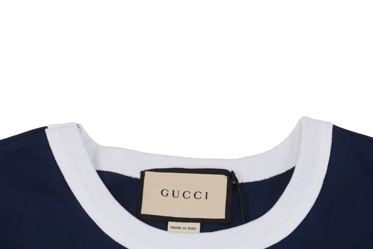 G 1921 Letter Contrast Collar T-Shirt (Black/White/Blue)