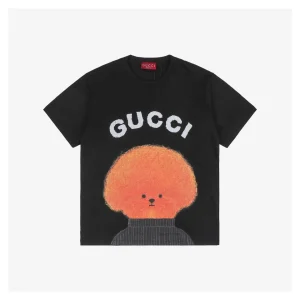 Afro Dog Graphic Print Short-Sleeve T-Shirt Black