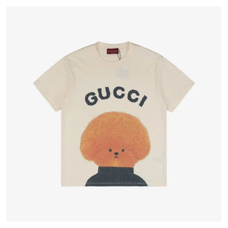 Afro Dog Graphic Print Short-Sleeve T-Shirt White