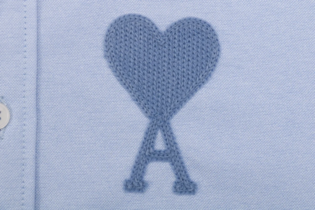Ami Heart Logo Embroidered Shirt (Green/Purple/White)