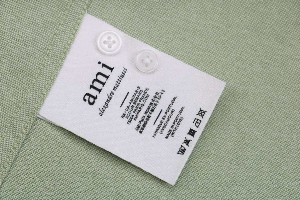 Ami Heart Logo Embroidered Shirt (Green/Purple/White)